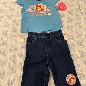 Strawberry shortcake vintage shirt and jeans set size 2T nwt